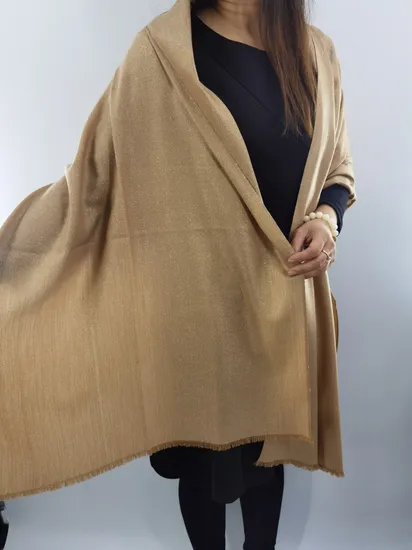 Metallic herringbone wool wrap — supplier product photograph